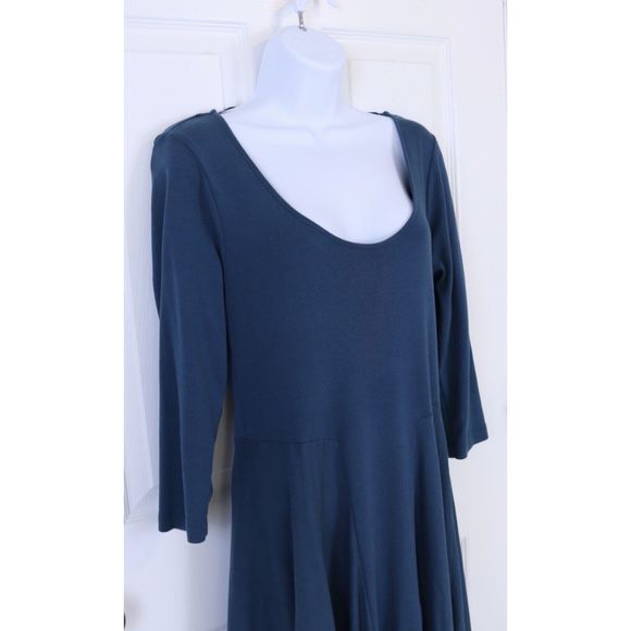 Soft Surroundings Maxi Dress Women's Ruffle Hem Scoop Neck Teal Blue Size Small - Picture 4 of 8